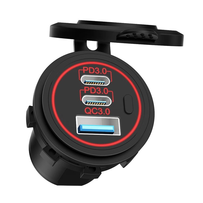 Bluejw Dual USB Car Charger Adapter: 30W PD & 36W QC3.0 + 100W 12V USB Power Outlet Socket for Automobile/Truck/RV/Marine/Golf - Fast Car Charging - Image 1